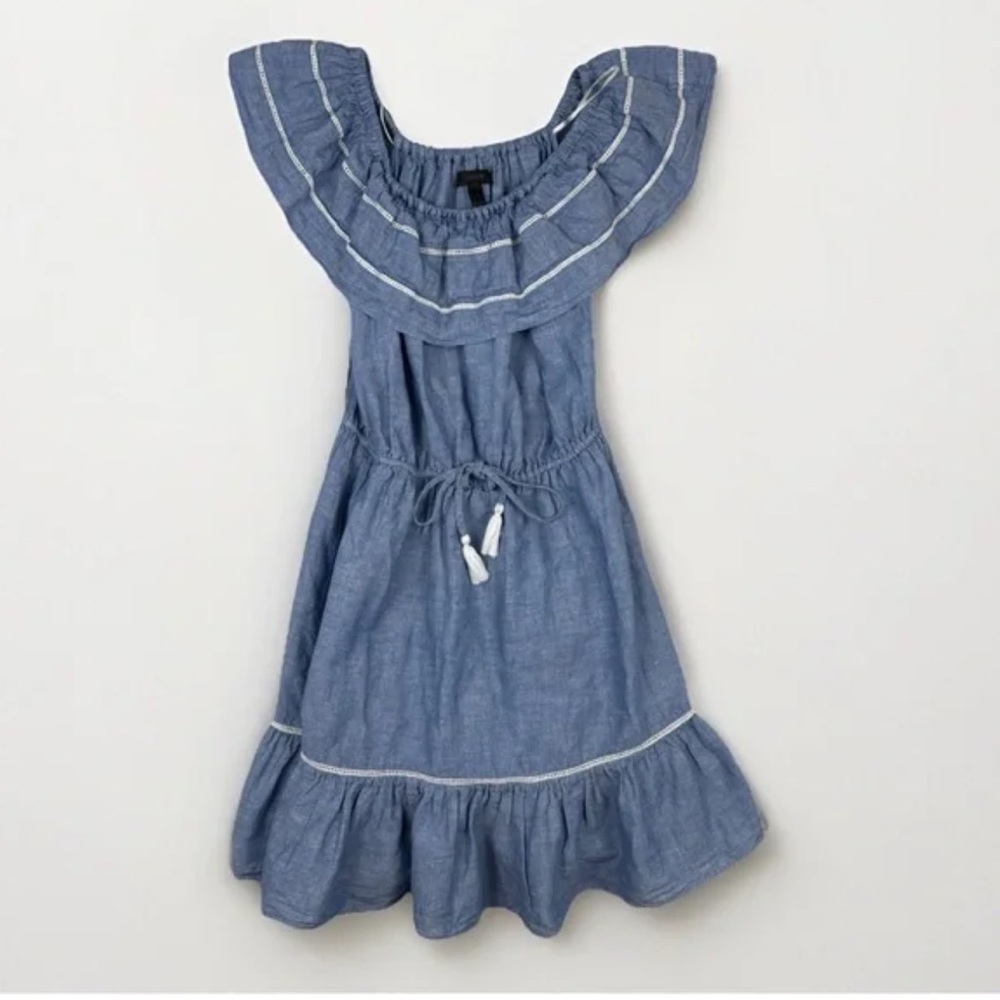 J. Crew women’s  Dress in Soft Blue with Ruffles XS BNWOT